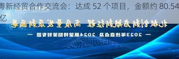 粤新经贸合作交流会：达成 52 个项目，金额约 80.54 亿