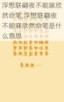 浮想联翩夜不能寐欣然命笔,浮想联翩夜不能寐欣然命笔是什么意思