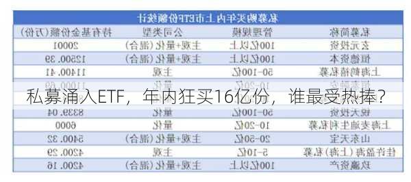 私募涌入ETF，年内狂买16亿份，谁最受热捧？