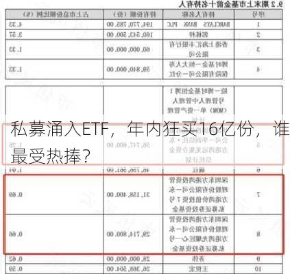 私募涌入ETF，年内狂买16亿份，谁最受热捧？