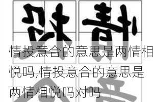 情投意合的意思是两情相悦吗,情投意合的意思是两情相悦吗对吗