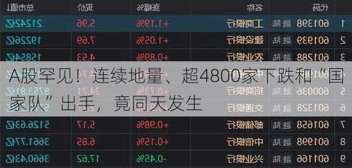 A股罕见！连续地量、超4800家下跌和“国家队”出手，竟同天发生