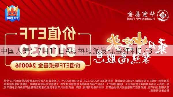 中国人寿：7月11日A股每股派发现金红利0.43元