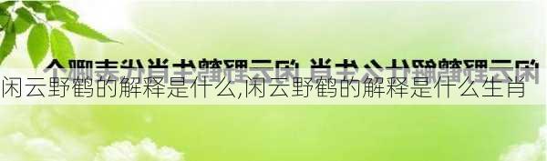 闲云野鹤的解释是什么,闲云野鹤的解释是什么生肖