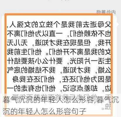 暮气沉沉的年轻人怎么形容,暮气沉沉的年轻人怎么形容句子