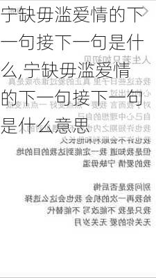 宁缺毋滥爱情的下一句接下一句是什么,宁缺毋滥爱情的下一句接下一句是什么意思