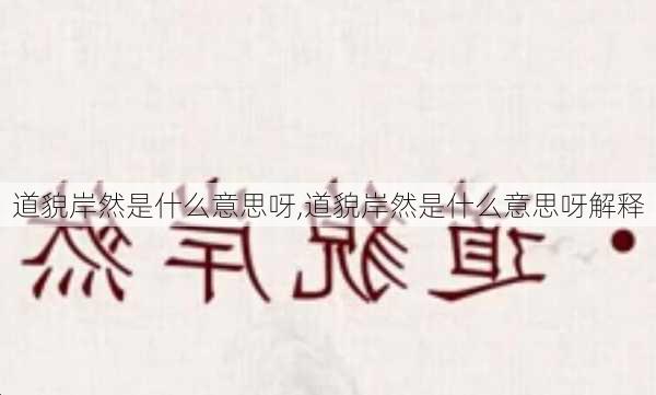 道貌岸然是什么意思呀,道貌岸然是什么意思呀解释