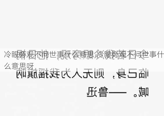 冷眼旁观不问世事什么意思,冷眼旁观不问世事什么意思呀