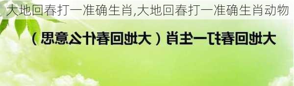 大地回春打一准确生肖,大地回春打一准确生肖动物