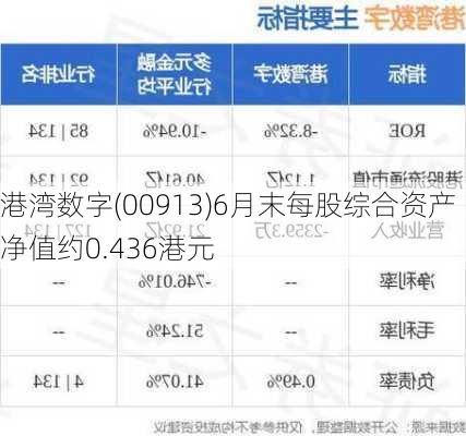 港湾数字(00913)6月末每股综合资产净值约0.436港元