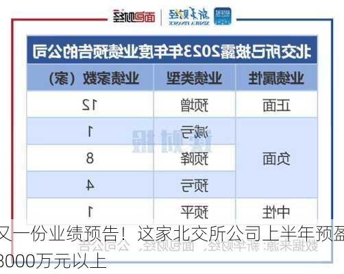 又一份业绩预告！这家北交所公司上半年预盈8000万元以上