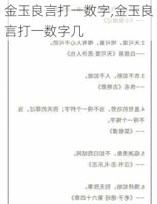 金玉良言打一数字,金玉良言打一数字几