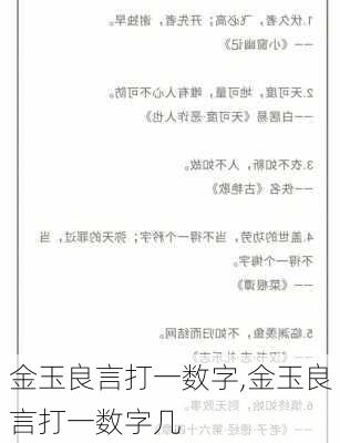 金玉良言打一数字,金玉良言打一数字几