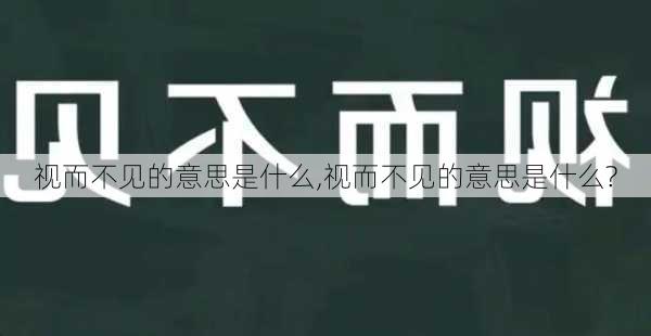 视而不见的意思是什么,视而不见的意思是什么?