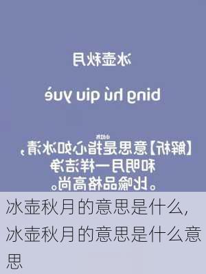 冰壶秋月的意思是什么,冰壶秋月的意思是什么意思