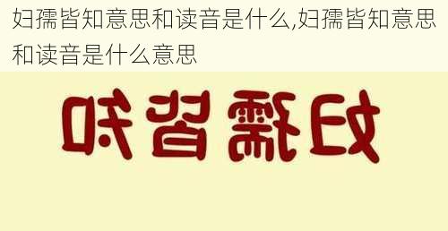 妇孺皆知意思和读音是什么,妇孺皆知意思和读音是什么意思