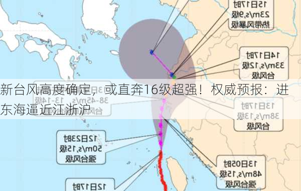 新台风高度确定，或直奔16级超强！权威预报：进东海逼近江浙沪