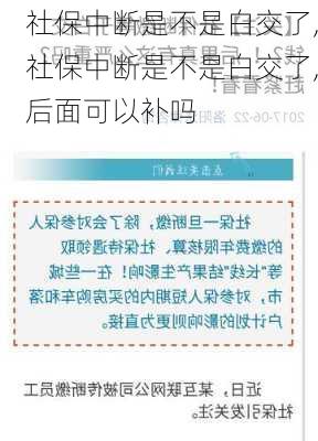 社保中断是不是白交了,社保中断是不是白交了,后面可以补吗