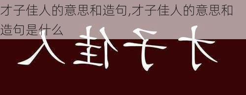 才子佳人的意思和造句,才子佳人的意思和造句是什么