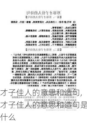 才子佳人的意思和造句,才子佳人的意思和造句是什么