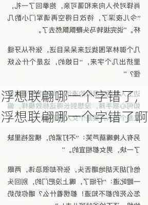 浮想联翩哪一个字错了,浮想联翩哪一个字错了啊