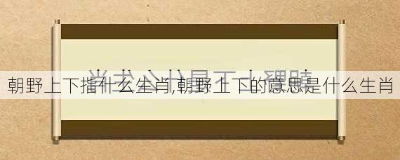 朝野上下指什么生肖,朝野上下的意思是什么生肖