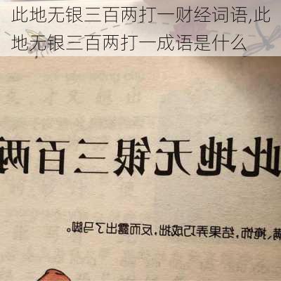 此地无银三百两打一财经词语,此地无银三百两打一成语是什么