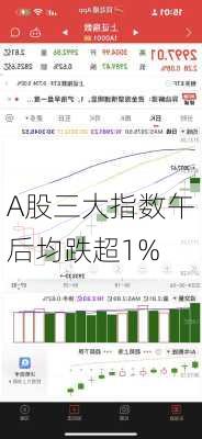 A股三大指数午后均跌超1%