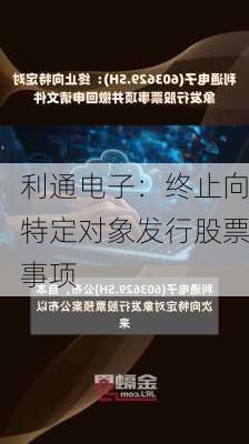 利通电子：终止向特定对象发行股票事项