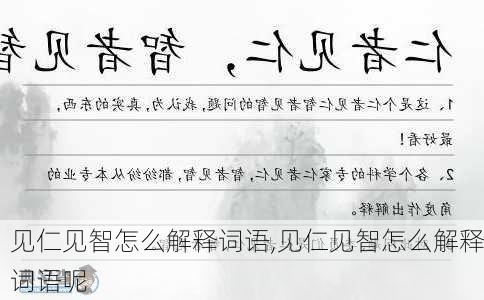 见仁见智怎么解释词语,见仁见智怎么解释词语呢