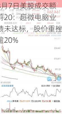 8月7日美股成交额前20：超微电脑业绩未达标，股价重挫逾20%