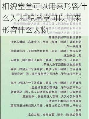 相貌堂堂可以用来形容什么人,相貌堂堂可以用来形容什么人物