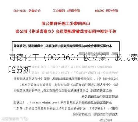 同德化工（002360）被立案，股民索赔分析