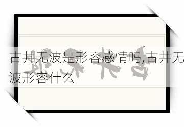 古井无波是形容感情吗,古井无波形容什么