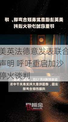 美英法德意发表联合声明 呼吁重启加沙停火谈判