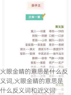 火眼金睛的意思是什么反义词,火眼金睛的意思是什么反义词和近义词