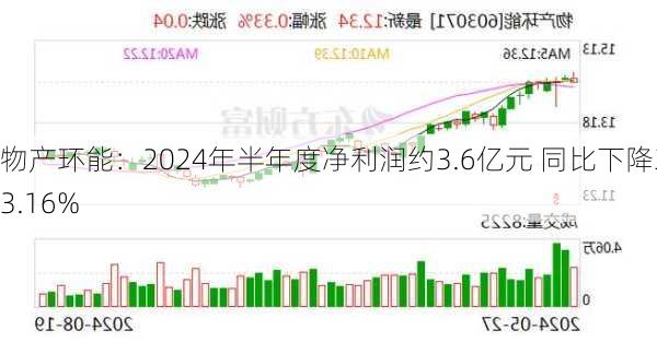 物产环能：2024年半年度净利润约3.6亿元 同比下降33.16%