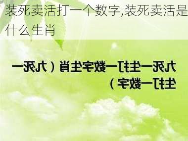 装死卖活打一个数字,装死卖活是什么生肖