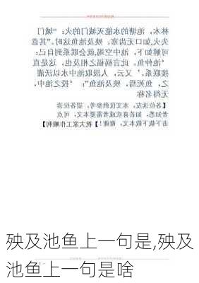 殃及池鱼上一句是,殃及池鱼上一句是啥