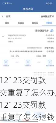 12123交罚款交重复了怎么办,12123交罚款重复了怎么退钱