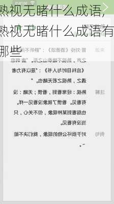 熟视无睹什么成语,熟视无睹什么成语有哪些