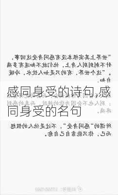 感同身受的诗句,感同身受的名句