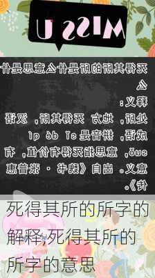 死得其所的所字的解释,死得其所的所字的意思