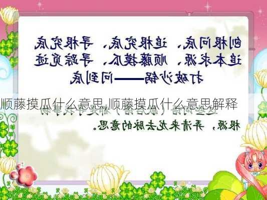 顺藤摸瓜什么意思,顺藤摸瓜什么意思解释