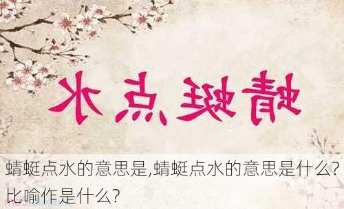 蜻蜓点水的意思是,蜻蜓点水的意思是什么?比喻作是什么?