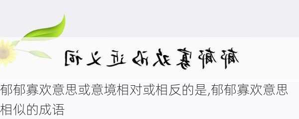 郁郁寡欢意思或意境相对或相反的是,郁郁寡欢意思相似的成语