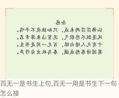 百无一是书生上句,百无一用是书生下一句怎么接