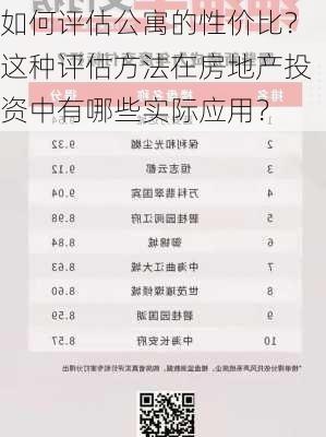 如何评估公寓的性价比？这种评估方法在房地产投资中有哪些实际应用？