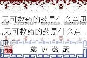 无可救药的药是什么意思,无可救药的药是什么意思啊