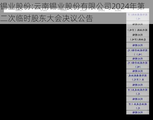 锡业股份:云南锡业股份有限公司2024年第二次临时股东大会决议公告